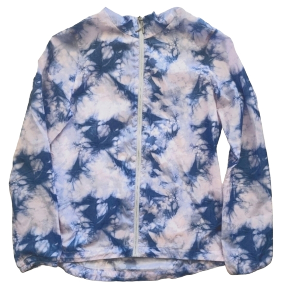 NEW BALANCE WATERCOLOR LIGHTWEIGHT WINDBREAKER JACKET. BLUE/PINK. SIZE: … - Picture 1 of 6